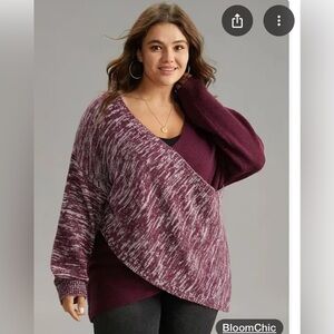 Bloomchic Elegant Crossfront Burgundy Sweater Size 18-20